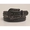 Nocona Rhinestone & Stud Black Leather Womens Belt