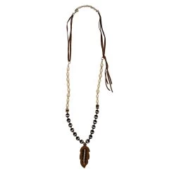 Cindy Smith Women's Leather Feather & Pearl Necklace