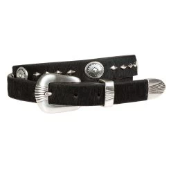 Wrangler Women's Hide Hair & Diamond Conchos Belt