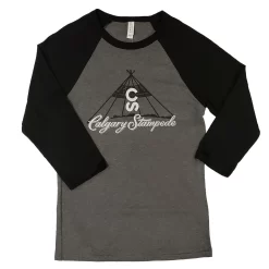 Calgary Stampede Teepee Logo Black & Grey Baseball Tee