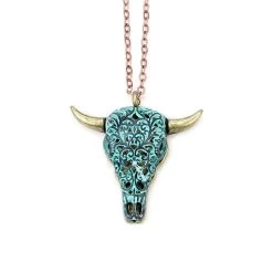 Wyo-Horse Ornate Steer Skull Necklace