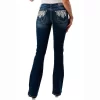 Grace In LA Women's Diamond Aztec Pocket Bootcut Jeans