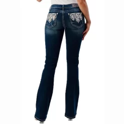 Grace In LA Women's Diamond Aztec Pocket Bootcut Jeans