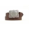 Nocona Women's Tooled Leather Belt With Cross Buckle