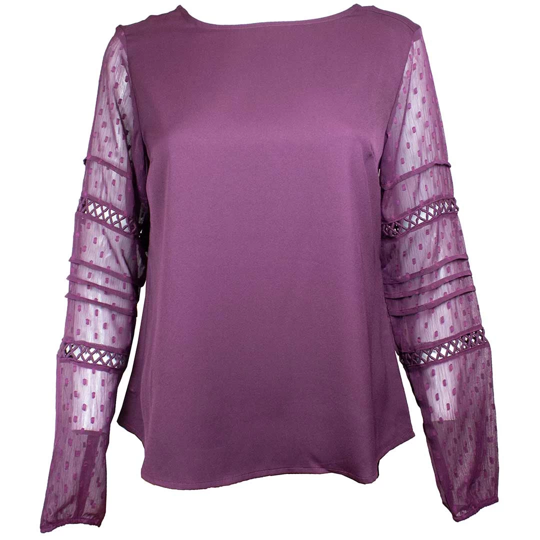 Cruel Denim Women's Sheer Sleeve Georgette Blouse 1 Cruel Denim Women's Sheer Sleeve Georgette Blouse