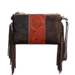Montana West Hair-On Cowhide Leather Fringe Clutch/Crossbody Purse -Western Fashion Ladies TRN RLH 023CF 1