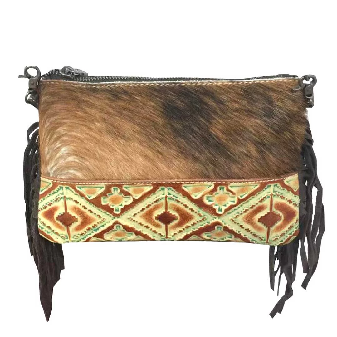 Montana West Women's Hair-On Hide Fringe Crossbody Clutch 1 Montana West Women's Hair-On Hide Fringe Crossbody Clutch