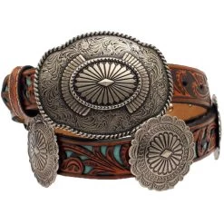 Ariat Women's Concho Turquoise Underlay Leather Belt