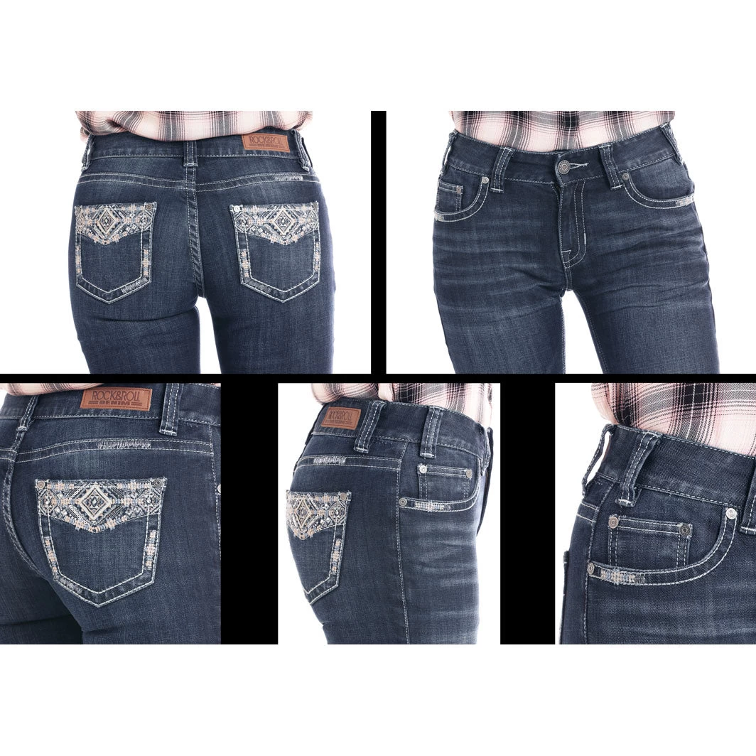 Rock & Roll Denim Women's Embellished Mid Rise Bootcut Jeans 4 Rock & Roll Denim Women's Embellished Mid Rise Bootcut Jeans - Image 4