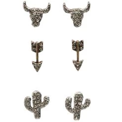 Blazin Roxx Women's Bull Arrow Cactus Earring Set