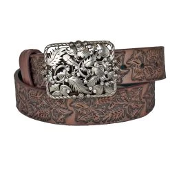 Catchfly Women's Leafy Tooled Pattern Belt