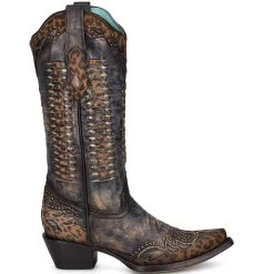 Corral Boot Co. Women's Leopard Weaved Cowgirl Boots -Western Fashion Ladies corral boot co women s leopard weaved cowgirl boots