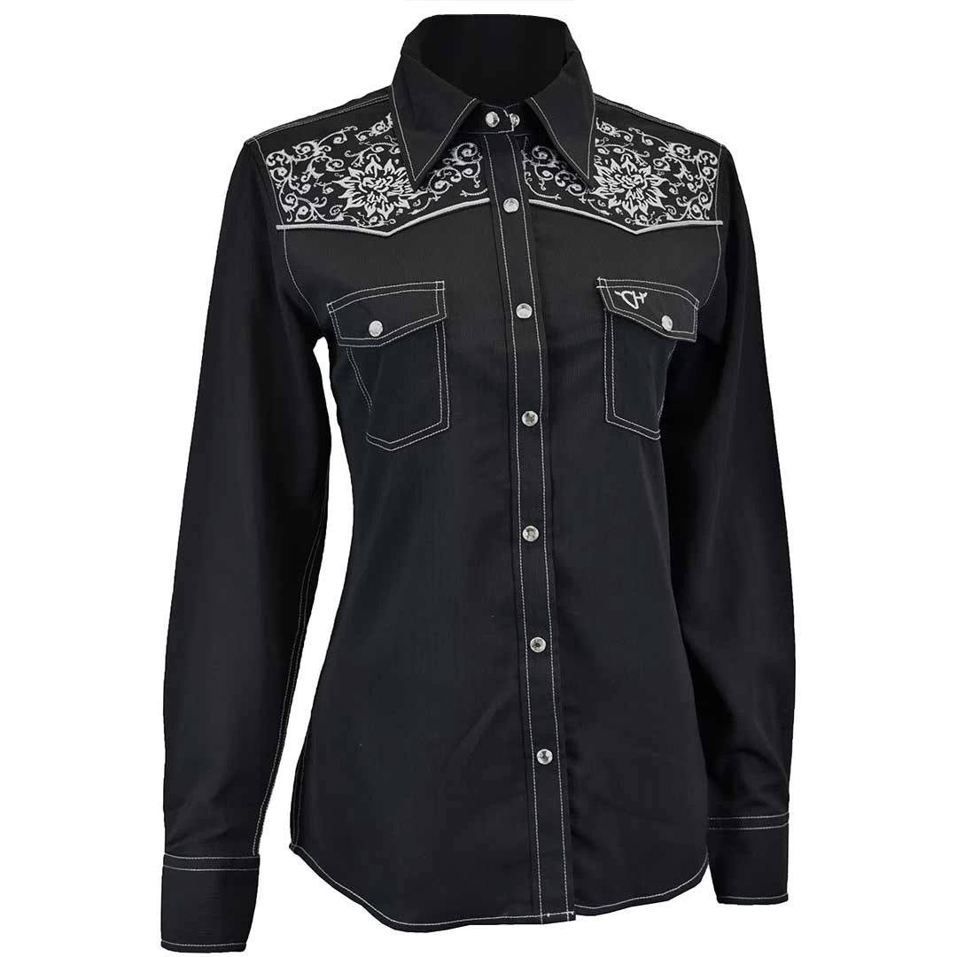 Cowgirl Hardware Women's Embroidered Yoke Crepe Snap Shirt 1 Cowgirl Hardware Women's Embroidered Yoke Crepe Snap Shirt
