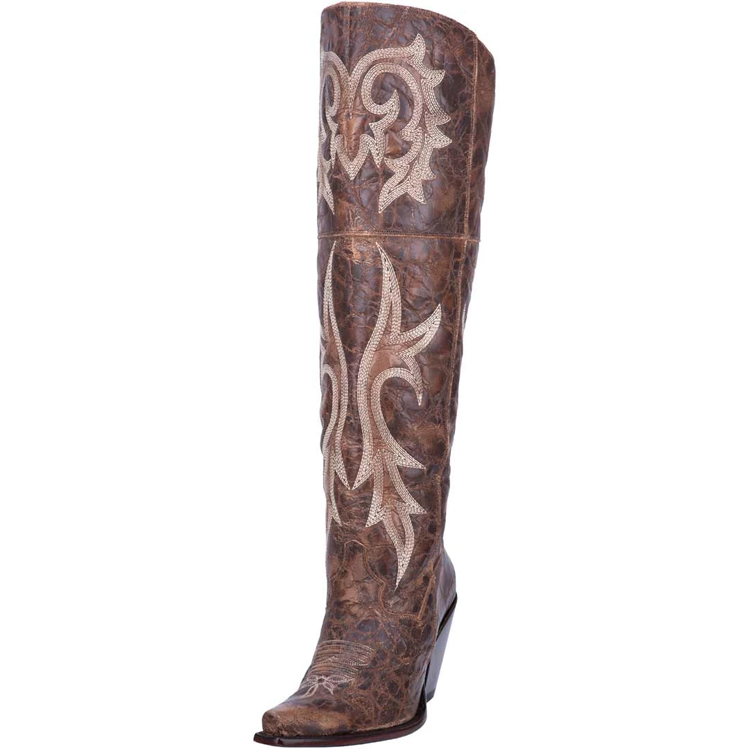 Dan Post Women's Jilted Leather Over The Knee Cowgirl Boots 1 Dan Post Women's Jilted Leather Over The Knee Cowgirl Boots