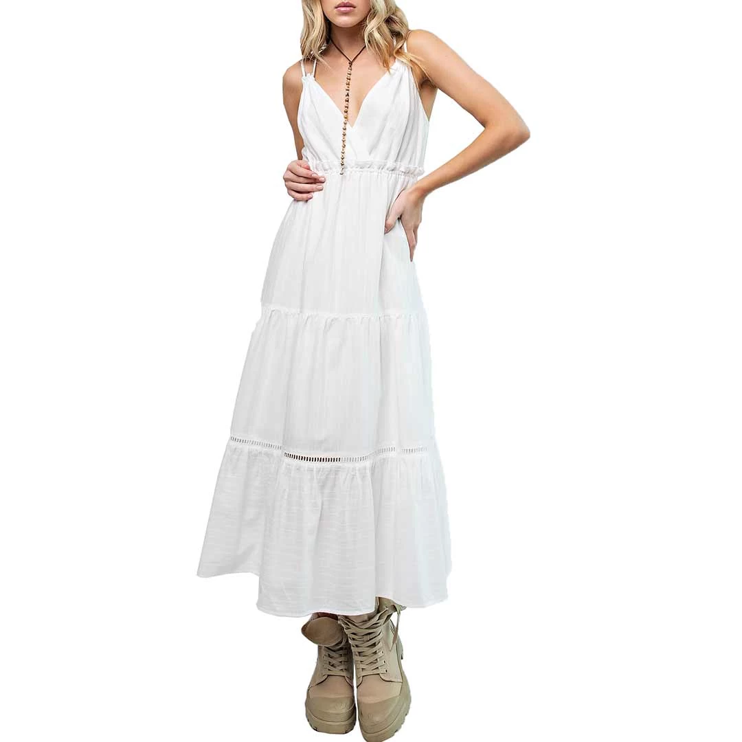 Easel Women's Sleeveless Tiered Maxi Dress 1 Easel Women's Sleeveless Tiered Maxi Dress