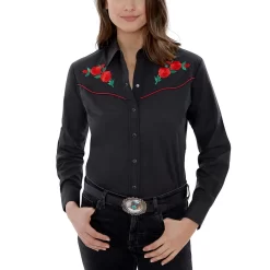 Ely Cattleman Women's Rose Embroidery Snap Shirt
