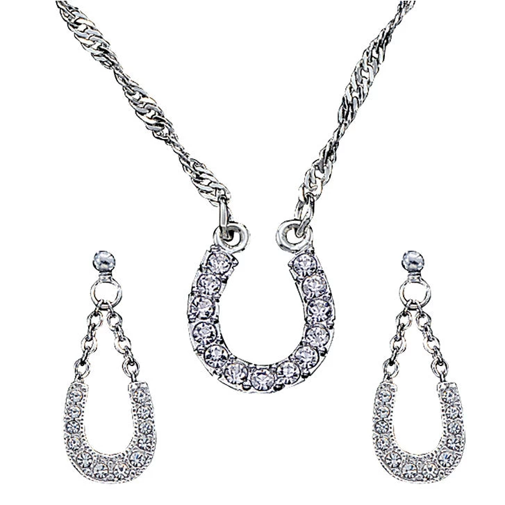 Montana Silversmiths Women's Crystal Horseshoe Jewelry Set 1 Montana Silversmiths Women's Crystal Horseshoe Jewelry Set
