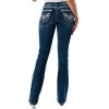 Grace In LA Women's Detailed V Faux Flap Bootcut Jeans