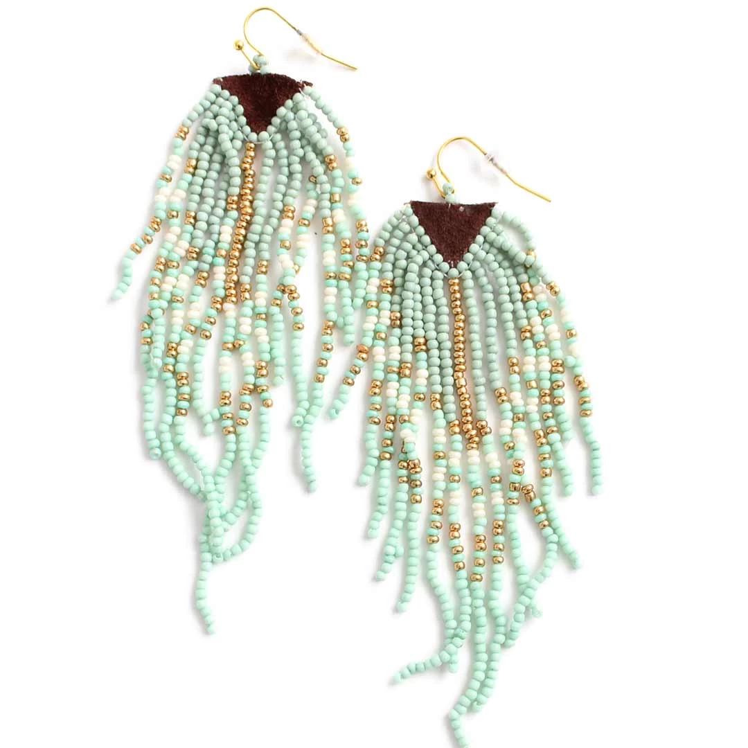 Wyo-Horse Fringe Seed Bead Earrings 2 Wyo-Horse Fringe Seed Bead Earrings - Image 2