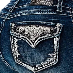Grace In LA Women's Faux Flap Pocket Bootcut Jeans -Western Fashion Ladies img12145 grace in la women s faux flap pocket bootcut jeans