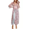 Easel Women's Empire Button Waist Floral Kimono