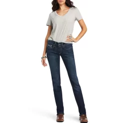 Ariat Women's R.E.A.L. Mid Rise Clarissa Straight Leg Jeans -Western Fashion Ladies img17171 ariat women s r e a l mid rise clarissa straight leg jeans