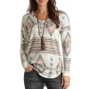 Panhandle Women's Aztec Print Long Sleeve T-shirt
