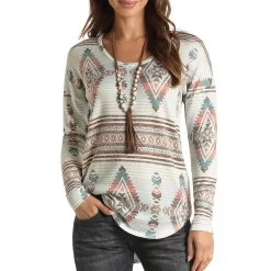 Panhandle Women's Aztec Print Long Sleeve T-shirt