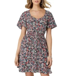 Wrangler Women's Retro Flutter Floral Snap Front Dress