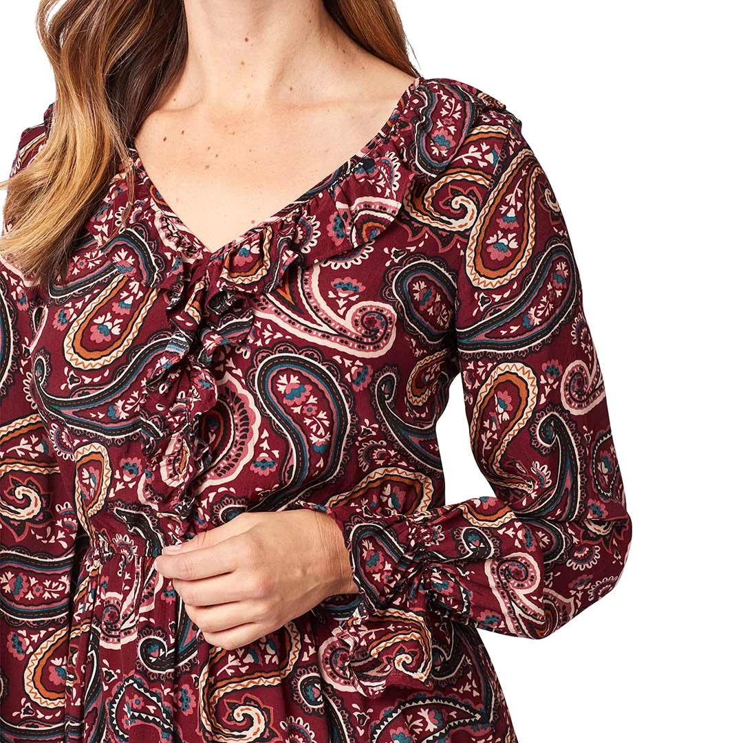 Wrangler Women's Ruffle V-Neck Paisley Print Dress 3 Wrangler Women's Ruffle V-Neck Paisley Print Dress - Image 3