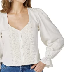 Wrangler Women's Retro Boho Crochet Button Blouse -Western Fashion Ladies img22459 wrangler women s retro boho crochet button blouse