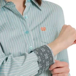 Cinch Women's Stripe Print Button-Down Shirt -Western Fashion Ladies img23356 cinch women s stripe print button down shirt
