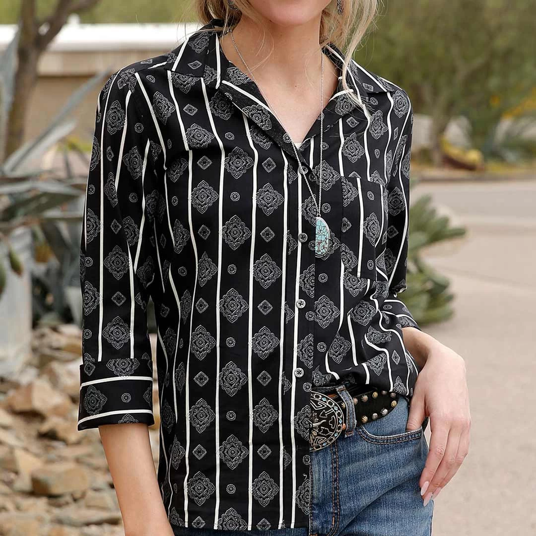 Cruel Denim Women's Medallion Print Button-Down Shirt 3 Cruel Denim Women's Medallion Print Button-Down Shirt - Image 3