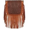 Montana West Real Leather Tooled Crossbody
