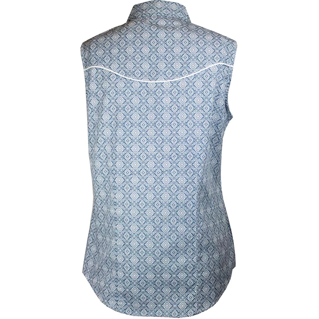 Ely Cattleman Women's Sleeveless Print Snap Shirt 2 Ely Cattleman Women's Sleeveless Print Snap Shirt - Image 2