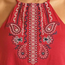 Rock & Roll Cowgirl Women's Embroidered Halter Top -Western Fashion Ladies img34730 rock roll cowgirl women s embroidered halter top
