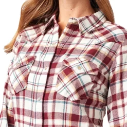 Wrangler Women's Flannel Plaid Snap Shirt -Western Fashion Ladies img35343 wrangler women s flannel plaid snap shirt
