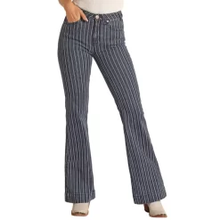 Rock & Roll Denim Women's High Rise Extra Stretch Stripe Trouser Jeans -Western Fashion Ladies img37755 rock roll denim women s high rise extra stretch stripe trouser jeans