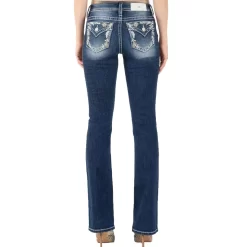 Miss Me Women's Feather Border Bootcut Jeans
