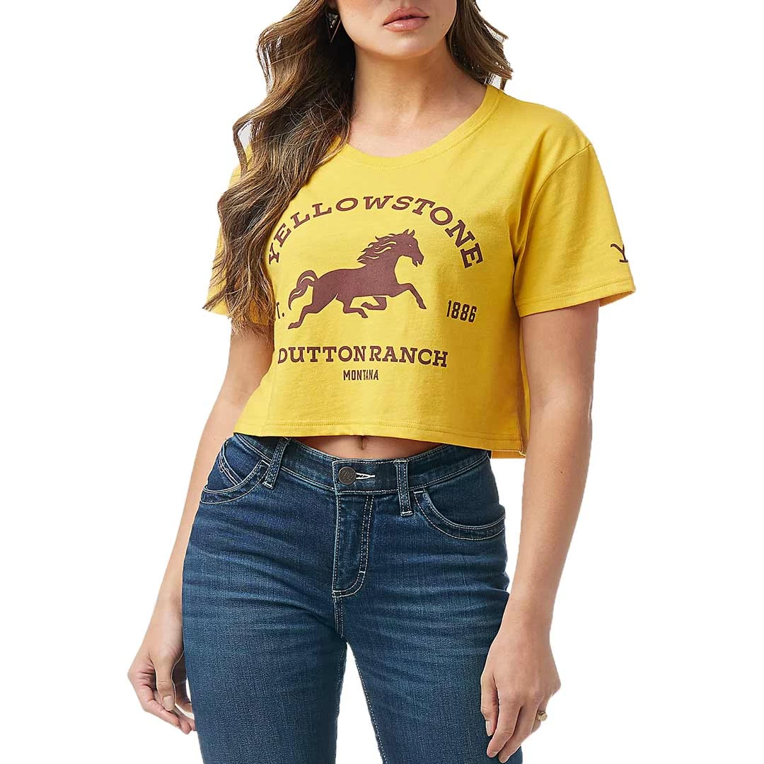 Wrangler X Yellowstone Women's Horse Cropped Tee 1 Wrangler X Yellowstone Women's Horse Cropped Tee
