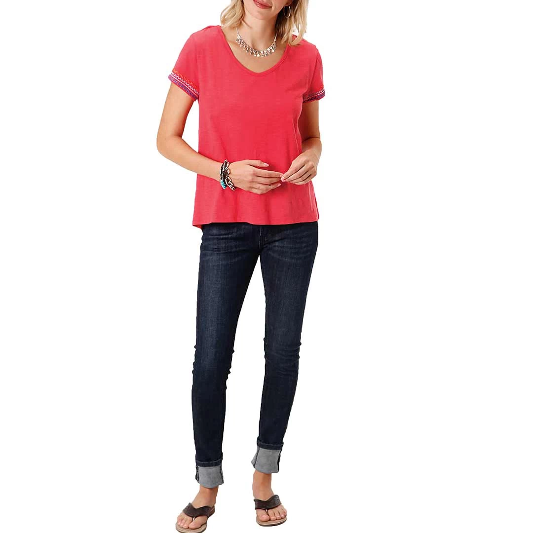 Roper Women's Embroidered Keyhole Back T-shirt 3 Roper Women's Embroidered Keyhole Back T-shirt - Image 3