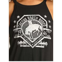 Rock & Roll Cowgirl Women's Cactus Ranch High Neck Tank -Western Fashion Ladies img40257 rock roll cowgirl women s cactus ranch high neck tank