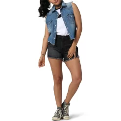 Wrangler Women's Retro Sleeveless Frayed Cropped Denim Shirt 7 Wrangler Women's Retro Sleeveless Frayed Cropped Denim Shirt -Western Fashion Ladies img40786 wrangler women s retro sleeveless frayed cropped denim shirt