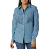 Wrangler Women's Fringe Front Denim Snap Shirt