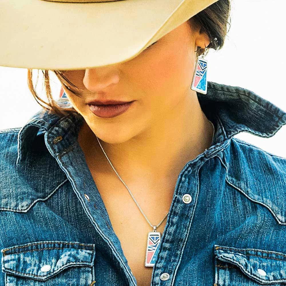 Montana Silversmiths Wrangler Legends Denim Mosaic Necklace 3 Montana Silversmiths Wrangler Legends Denim Mosaic Necklace - Image 3