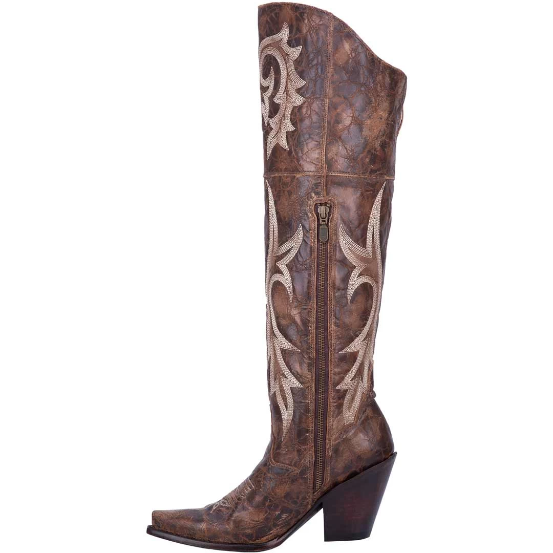 Dan Post Women's Jilted Leather Over The Knee Cowgirl Boots 3 Dan Post Women's Jilted Leather Over The Knee Cowgirl Boots - Image 3