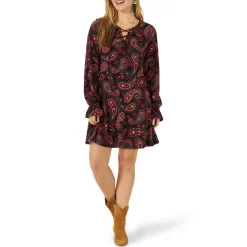 Wrangler Women's Retro Lace-up Paisley Print Dress -Western Fashion Ladies img51576 wrangler women s retro lace up paisley print dress