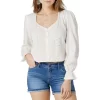 Wrangler Women's Retro Boho Crochet Button Blouse