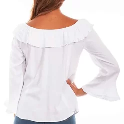 Scully Women's Off Shoulder Button-Down Blouse -Western Fashion Ladies img61690 scully women s off shoulder button down blouse