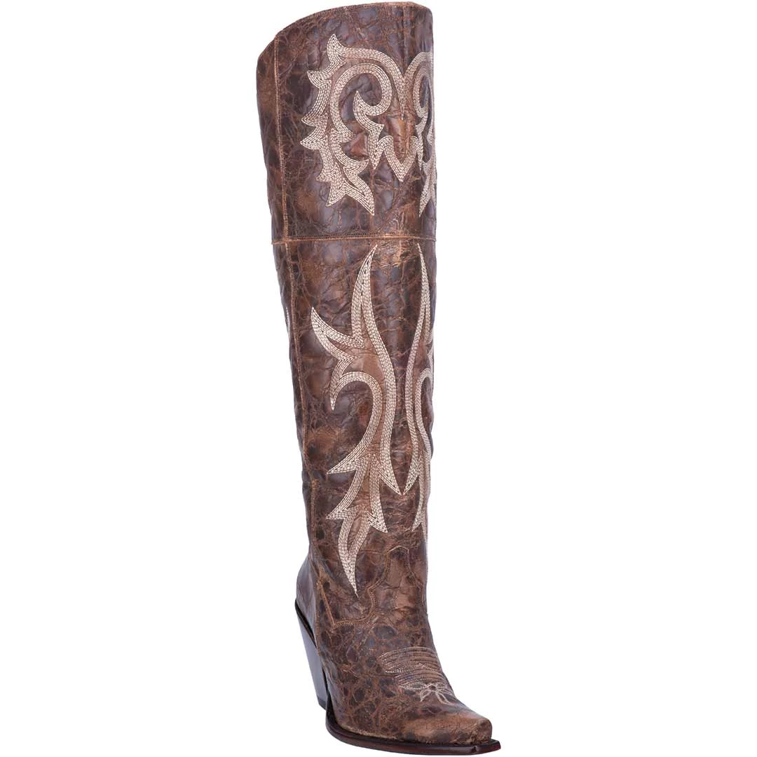 Dan Post Women's Jilted Leather Over The Knee Cowgirl Boots 2 Dan Post Women's Jilted Leather Over The Knee Cowgirl Boots - Image 2